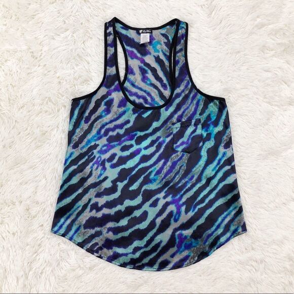 Lily White Blue Metallic Racerback Tank Top Size Small - Picture 1 of 6